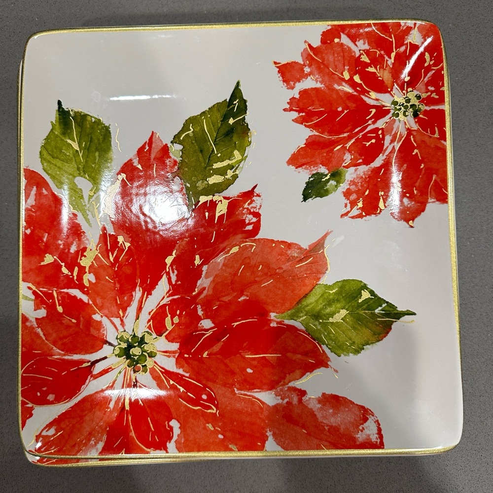 Poinsettia Holiday Dinner Plates (Set of 4)